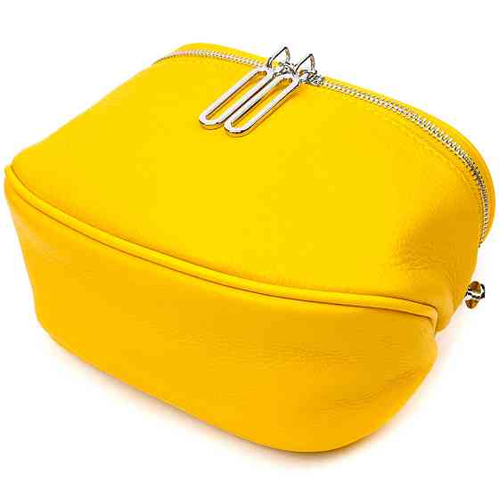 Яркая женская сумка через плечо из натуральной кожи 22116 Vintage Желтая Киев