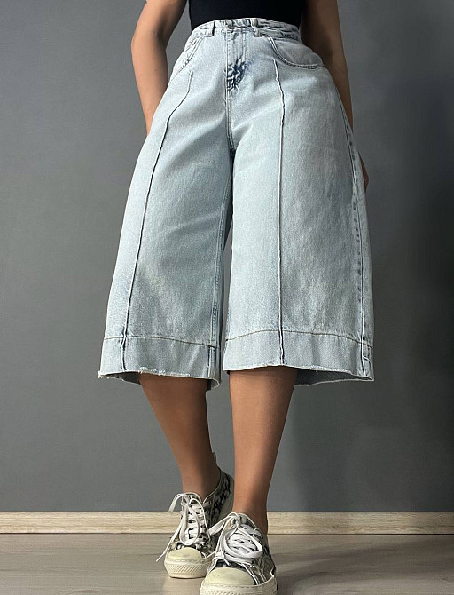 Шорти жіночі джинсові Sherocco 392-1 бермуди довгі з манжетами та стрілкою блакитні, блакитний, 29, 29, 82 см, 114 см Київ - фото 17