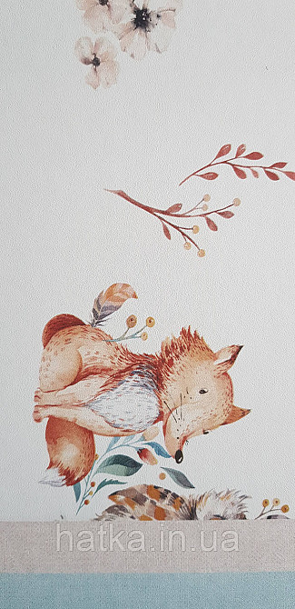 Шпалери флізелінові еко Rasch Kids World II 0.53х10 дитячі ведмедики косулі квіти намету на білому Київ - фото 5