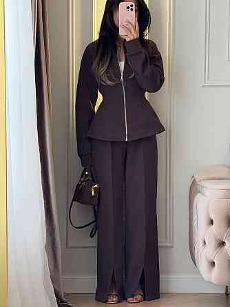 Жіночий стильний повсякденний костюм — двійка турскапля Шоколад, 46/48 Одеса