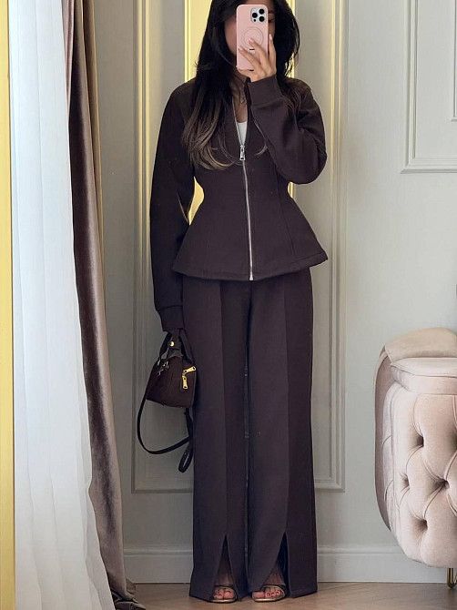 Жіночий стильний повсякденний костюм — двійка турскапля Шоколад, 46/48 Одеса - фото 1