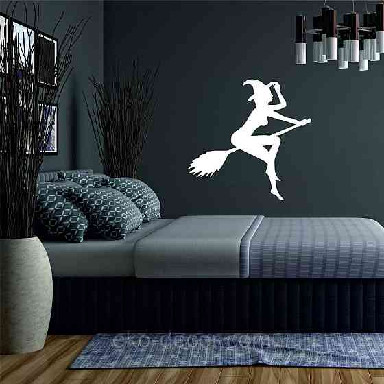 Декоративное настенное Панно «Ведьма на метле», Декор на стену 90*88 см, Белый Киев