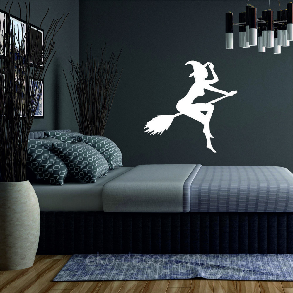 Декоративное настенное Панно «Ведьма на метле», Декор на стену 90*88 см, Белый Киев - изображение 2