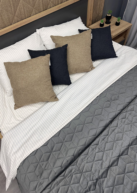 Покривало стьобане Decorator Велюр куб 220х240 см сірий (85-156) Київ - фото 4