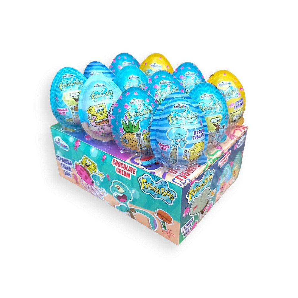 Упаковка яєць із сюрпризом Губка Боб 12 шт. — дитячі іграшки-сюрпризи в пластикових яйцях Харків - фото 2