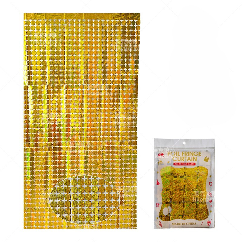 Дождик для фотозоны кубиками с голограммой 2 м на 1 м золотистый Киев - изображение 2