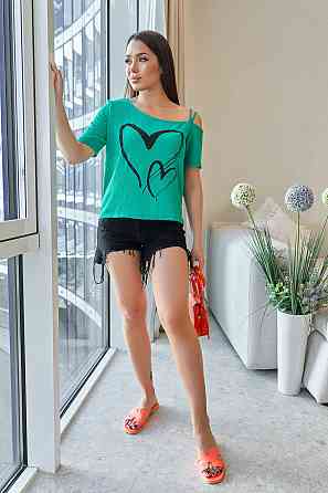 Літня блузка з відкритим плечем "Elis"| Норма і батал | Розпродаж моделі Київ