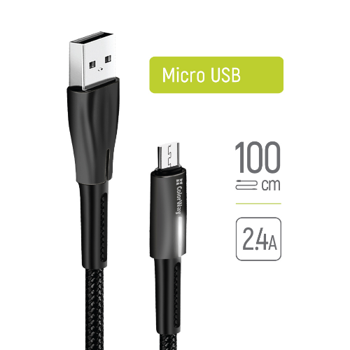 Кабель USB MicroUSB ColorWay CW-CBUM035-BK 2,4A плетений шнур 1м чорний Житомир