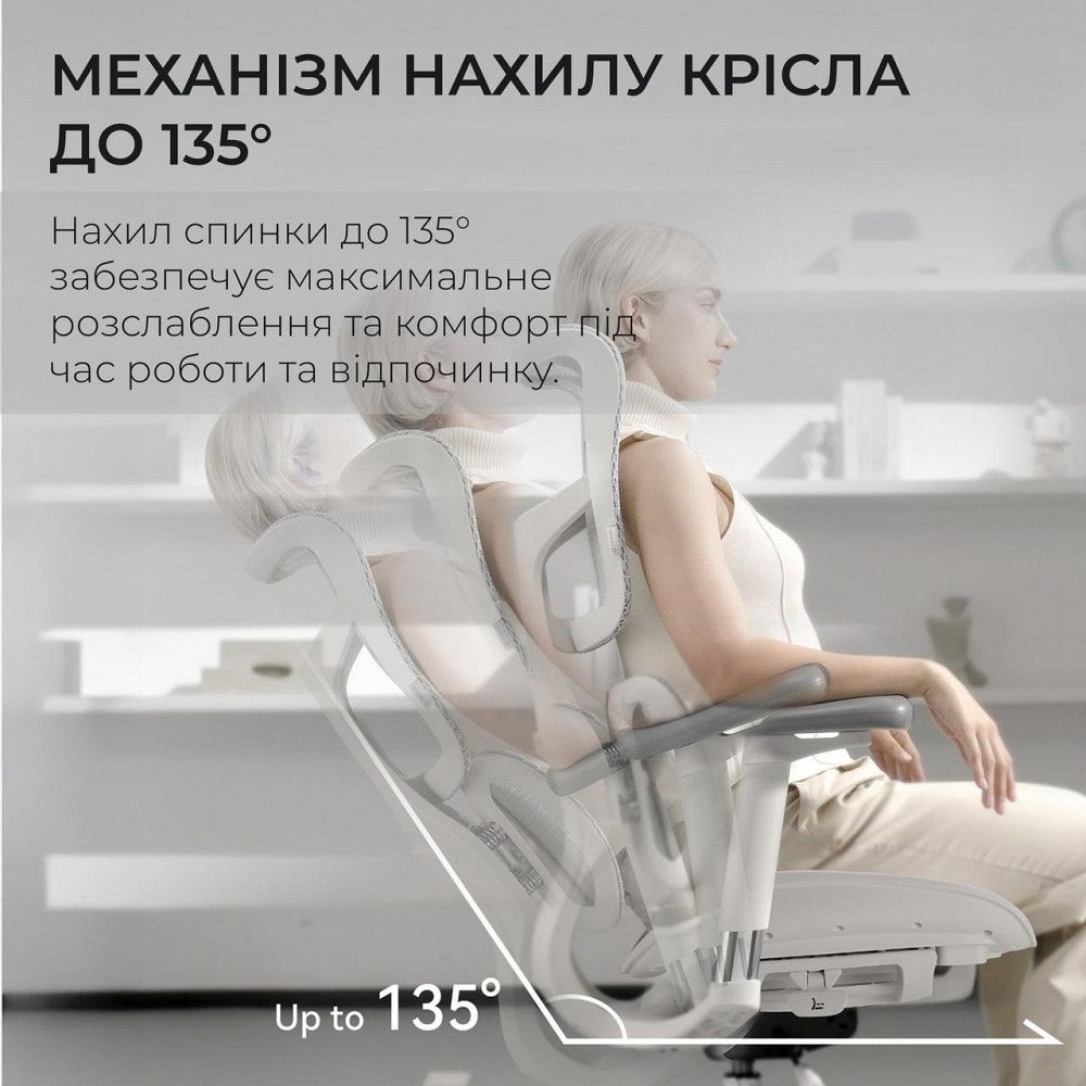 Крісло офісне Sihoo Doro S100 Mesh White (S100-M302) ( 24960 ) Харків - фото 13