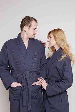 Чоловічий вафельний халат Ideal Textile довгий темно-сірий (56860614) Чернівці