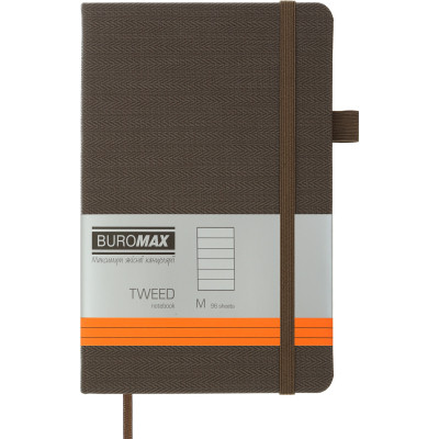 Книга записна Buromax Tweed 125x195 мм 96 аркушів в лінію обкладинка зі штучної шкіри Сіра (BM.291263-09) Вінниця - фото 1