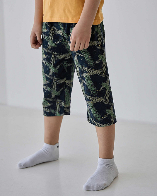 Підлітковий комплект із шортами на хлопчика Tom John — Ведмедик на серфі — Family look тато/син 89900 12-13, Жовтий Київ - фото 2