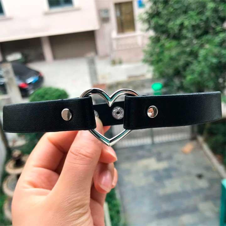 Кожаный чокер с сердечком - Чёрный – Садо-мазо Винница - изображение 4