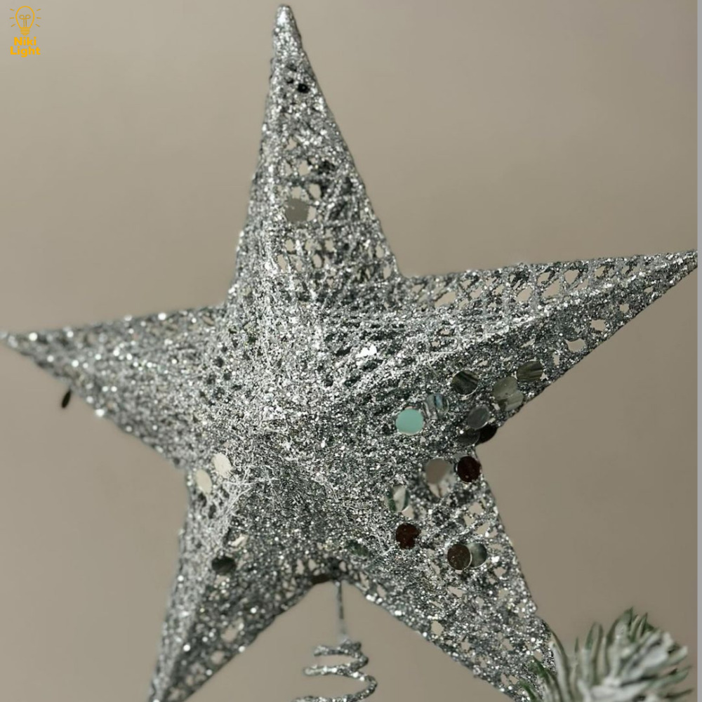 Різдвяна зірка на ялинку новорічна верхівка для ялинки Niki Light віфлеємська зірка на ялинку срібна 28см з гірляндою 20лед Київ - фото 10