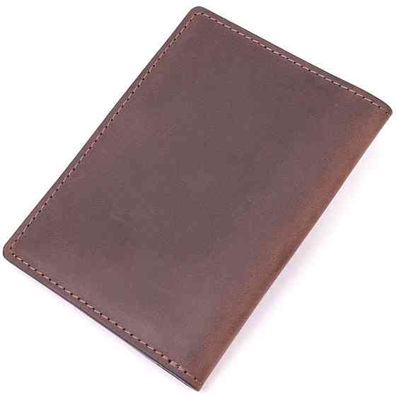 Добротная обложка на военный билет из винтажной кожи Коричневая (GRANDE PELLE) Киев