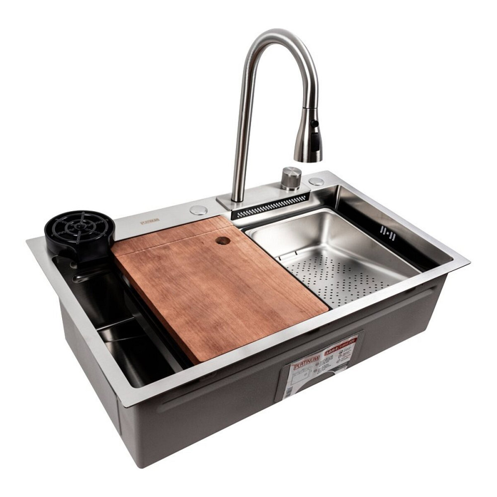 PLATINUM Кухонна мийка нержавійка CM 75*46A Platinum Handmade "Водоспад" Киев - изображение 1