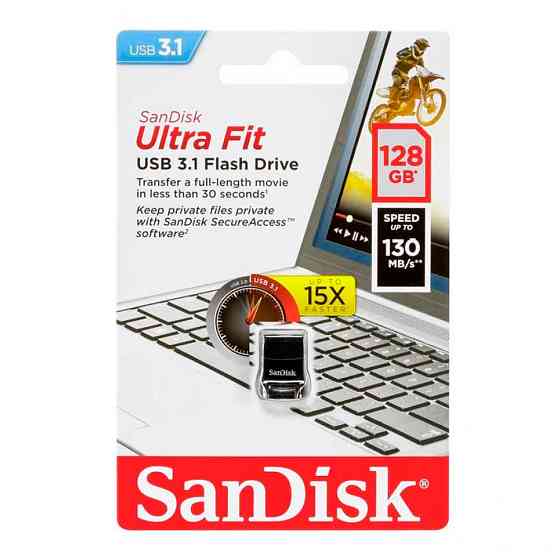 Флеш-накопитель SanDisk USB 3.1 Ultra Fit 128Gb (130Mb/s) Black Киев