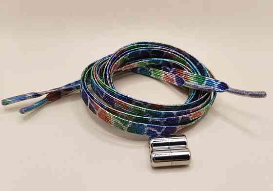 Шнурки эластичные глиттерные с цилиндрической застежкой Разноцветный 1 Смела