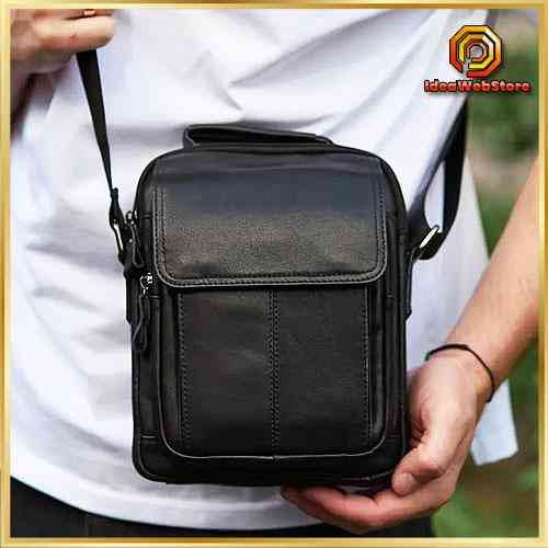 Чоловіча чорна сумка через плече, чоловіча сумка для планшета, чорна чоловіча барсетка через плече Tiding Bag Київ