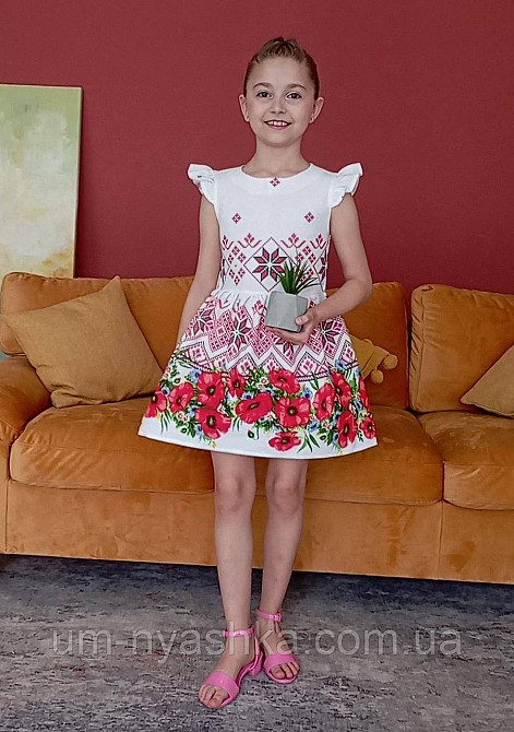 Дитяче українське плаття "Маки на білому" Кривий Ріг - фото 5