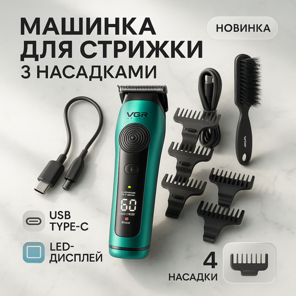 Машинка для різних стрижок акумуляторна VGR, Універсальна машинка для стрижки голови та бороди OG-63 Львів - фото 12