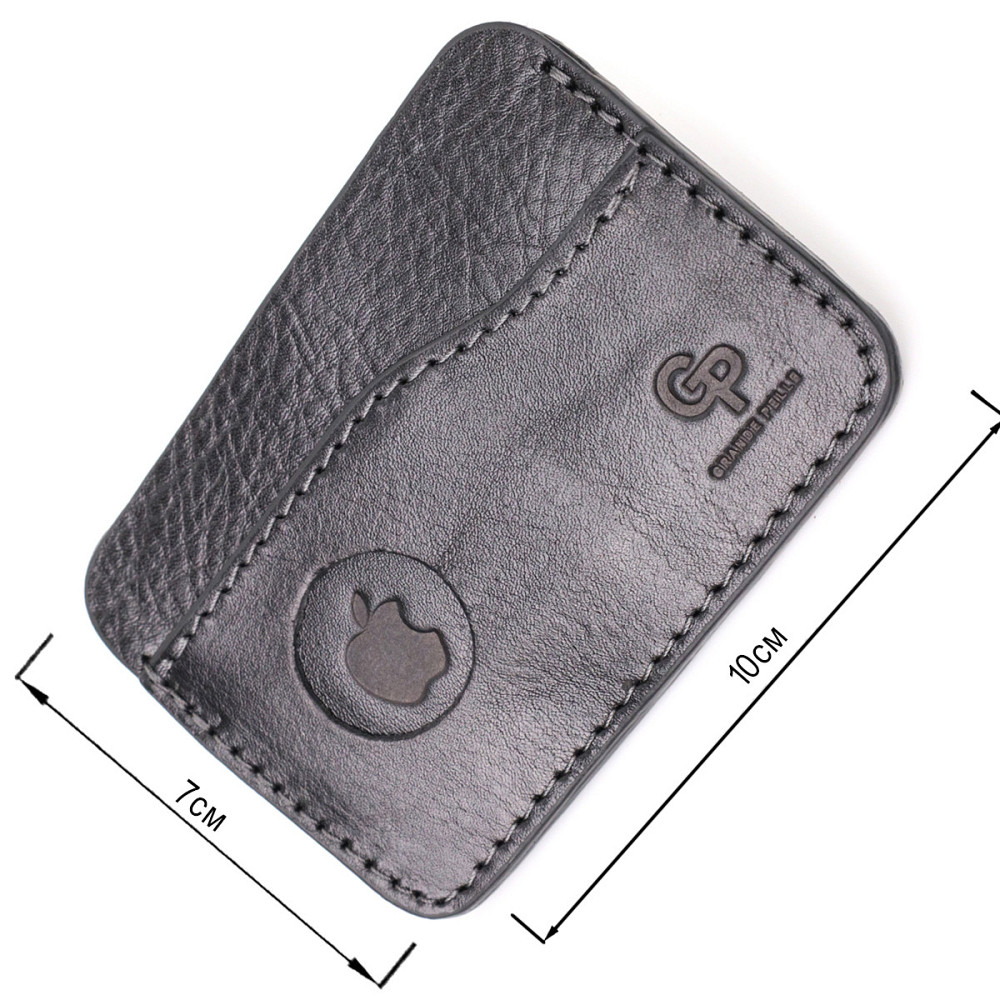 Картхолдер горизонтального типа с держателем для Apple AirTag из натуральной кожи GRANDE PELLE 11613 Черный Киев - изображение 7