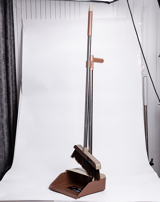Набір віник та совок на довгій ручці для підлоги 27×25×103 (см) щітка віник для прибирання Коричневий HP-35015-11BR Київ - фото 2
