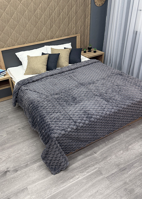 Плед-покривало 210х210 см (+-5см) Соти Сірий (87-205) Київ - фото 4