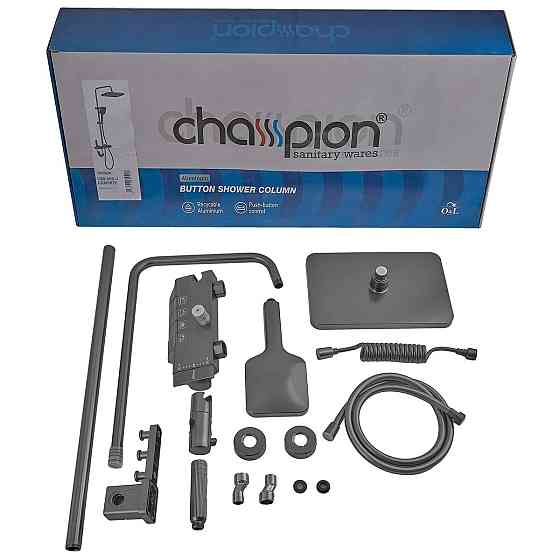 Душова колона Champion PBM-009-J Graphite зі змішувачем з кнопковим перемикачем, 4 режими (CH6501) Київ