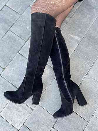 Nivelle Чоботи жіночі NIVELLE чорні замша натуральна высота 40см обхват 36-37см каблук 9.5см (5 Коломия