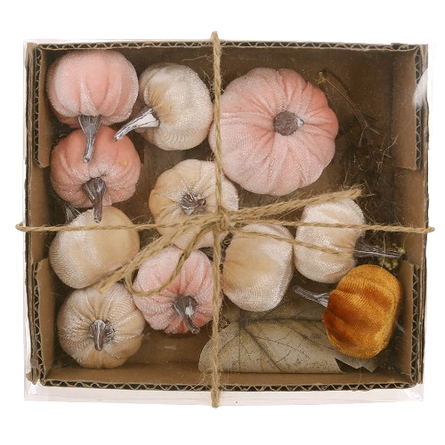 Набір для декору : оксамитові гарбузи, гілки та листя, 16.5*15*5см, колір - ніжно - рожевий Житомир