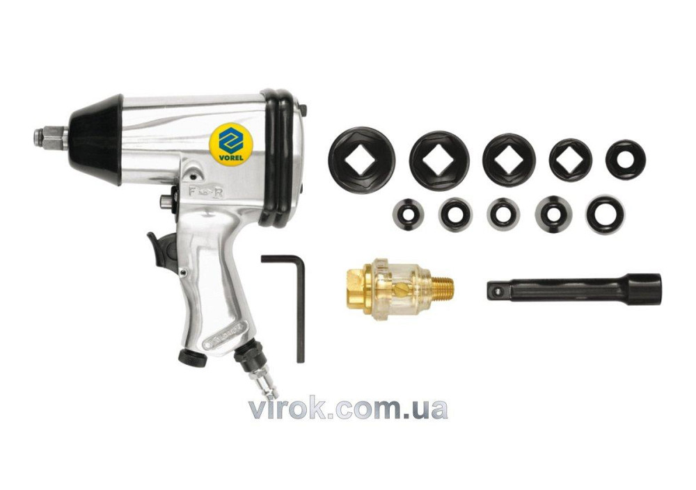 Гайковерт пневматичний VOREL : квадрат 1/2", в комплекті [5] Одеса - фото 1