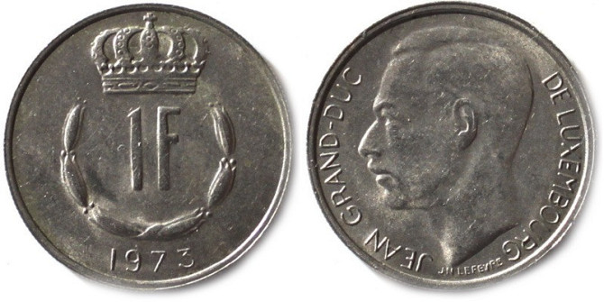 Монета 1 франк. 1973 год, Люксембург. Полтава - изображение 1