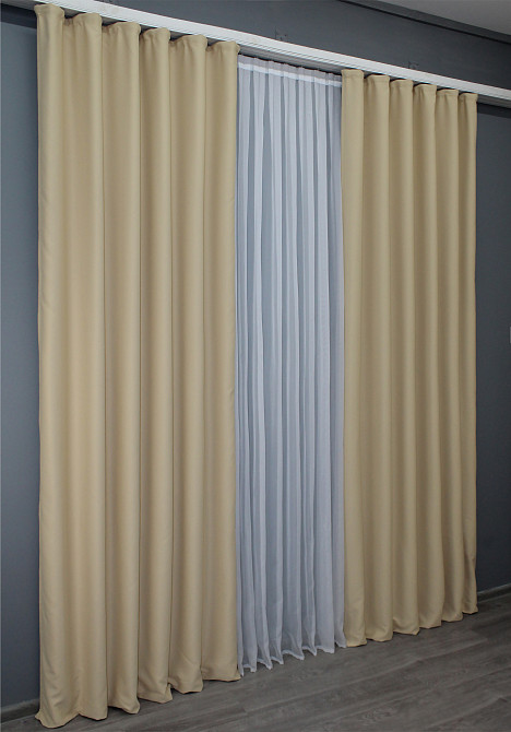 Комплект готовых штор VR-Textil Блэкаут Midnight № 1222ш Кремовый 135х270 см 2 шт (39-987) Киев - изображение 5