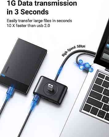 Хаб адаптер перехідник UGREEN CR113 USB 3.0 Hub 1m, колір чорний UGR-20291 Одеса