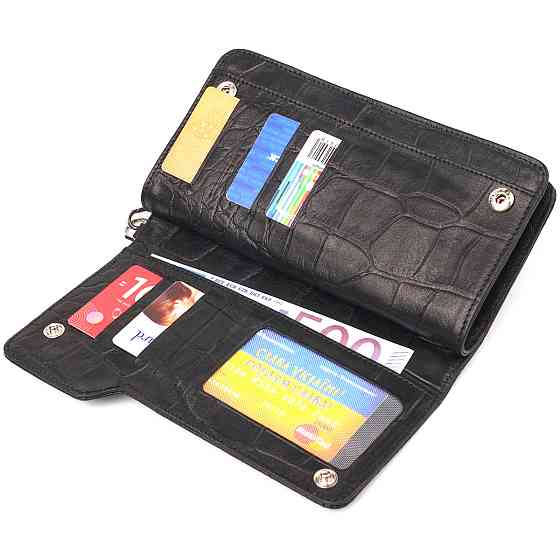 Якісне портмоне клатч із натуральної фактурної шкіри CANPELLINI 21543 Чорне Київ