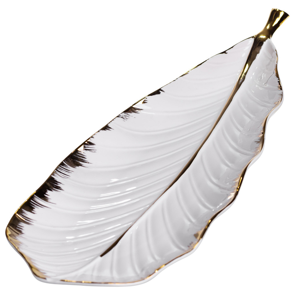 Порцелянове блюдо для сервірування столу 45×16.5×3 (см) блюдо для подавання закусок Білий із золотом CJY-175 Коломия - фото 1