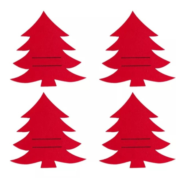 Прикраси на новорічний стіл Ялинки 4 штуки 20 на 17 см червоний Київ - фото 1