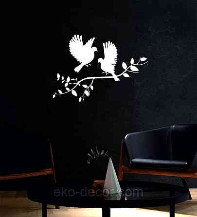 Декоративное настенное Панно «Птички Два голубя», Декор на стену 110*70 см, Белый Киев