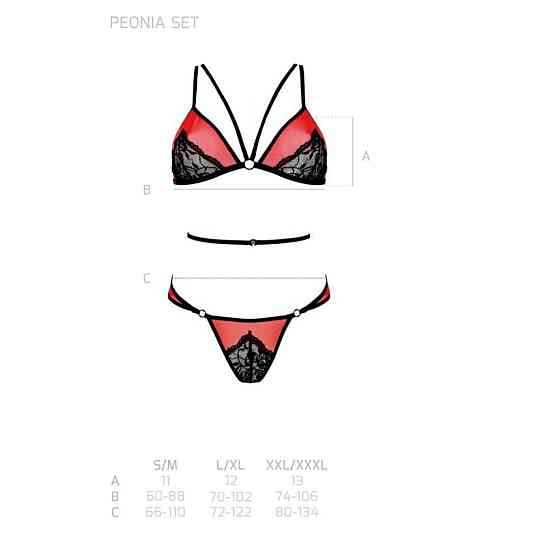 Комплект білизни Passion PEONIA SET S/M red, бра, трусики Sex Aura Київ