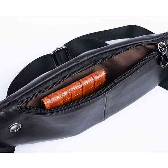 Поясная сумка из натуральной кожи Vintage 20343 Черная Киев