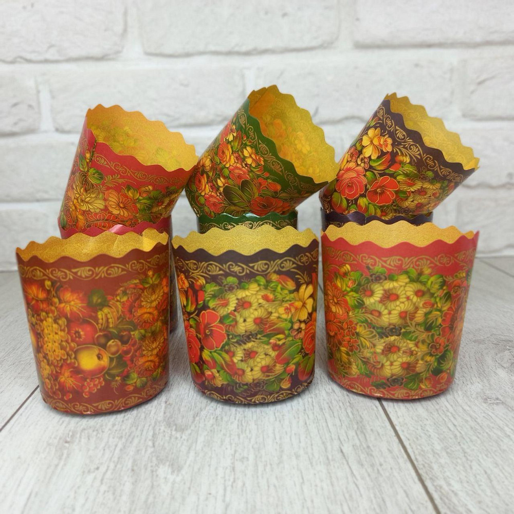 Паперова форма для пасок 100–150 г d70 h85 «Жостово» — форми для випікання, 50 шт Харків - фото 6