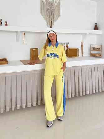 Женский стильный прогулочный костюм двойка трикотаж Желтый, M Одесса