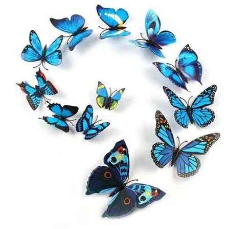 Метелики на магніті блакитні - у наборі 12шт., пластик (так само в набір входить 2-х сторонній скотч) Київ
