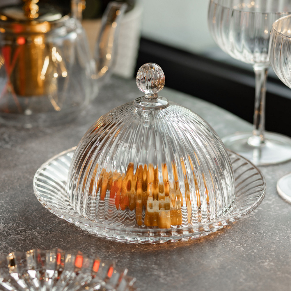 Yiwu Блюдо сервірувальне з кришкою Ø 20 см скляне прозоре для десертів, випічки, фруктів HP-YH- Коломыя - изображение 7