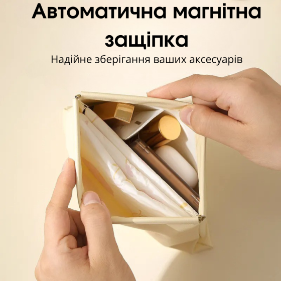 Косметичка для хранения аксессуаров портативная,футляр для мелочей на магнитной клипсе,белый Каменец-Подольский