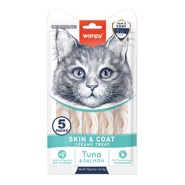 Wanpy Functional Creamy Lickable Treat Skin&Coat ВАНПІ ШКІРА Й ШЕРСТЬ функціональні рідкі ласощі для котів Київ - фото 1