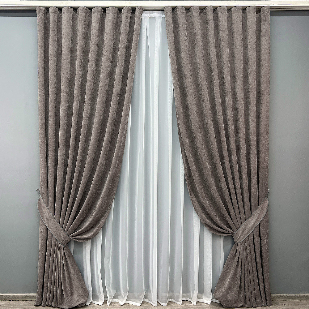 Комплект готовых штор VR-Textil Шенилл премиум VELMIRA Rich № 1924ш Капучино 150х290 см 2 шт (33-0990) Киев - изображение 2