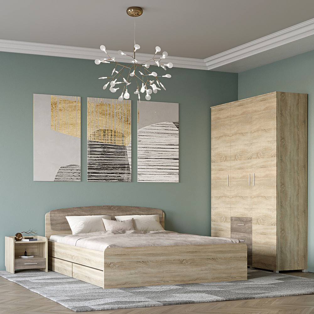 Спальня Эверест Бриз комплект 3 (модульная - 3 элемента) сонома + трюфель (DTM-2551) Львов - изображение 1