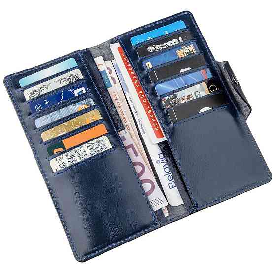 Гаманець унісекс зі шкіри Алькор на кнопках SHVIGEL 16170 Синій Київ